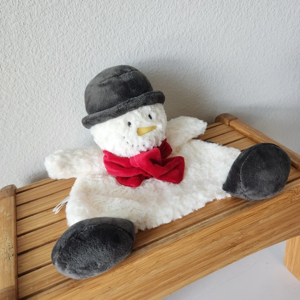 Demdaco‎ Christmas Snowman Lovey Security Blanket Rattle Soft Plush Embroidery